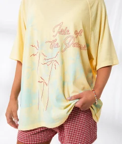 Tops | 33 Coastal Isle Of The Palms Oversized T-Shirt Butter Yellow