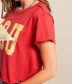 Gameday SOCIAL® ISU Cropped Cyclones Flag T-Shirt Red Online