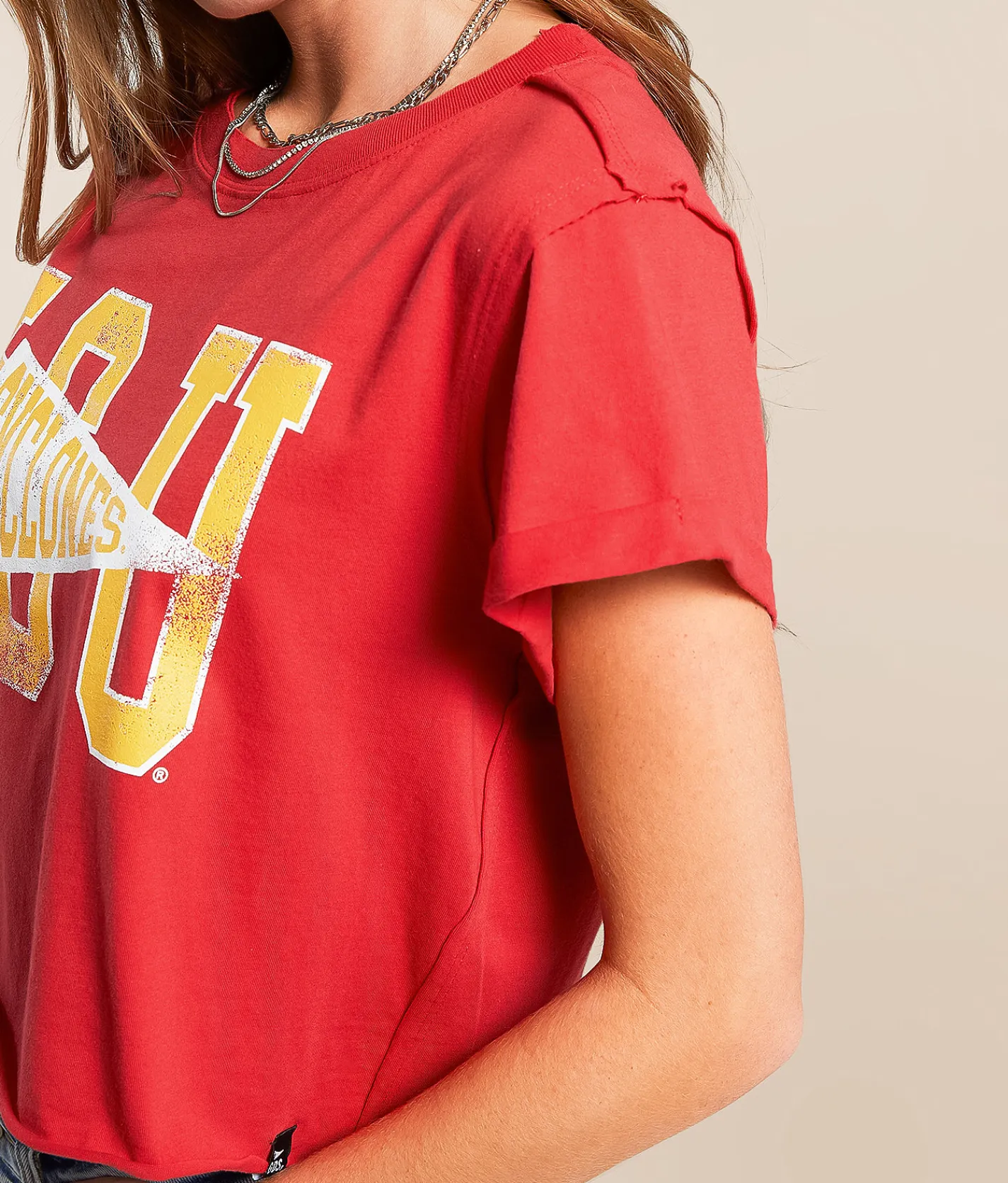 Gameday SOCIAL® ISU Cropped Cyclones Flag T-Shirt Red Online