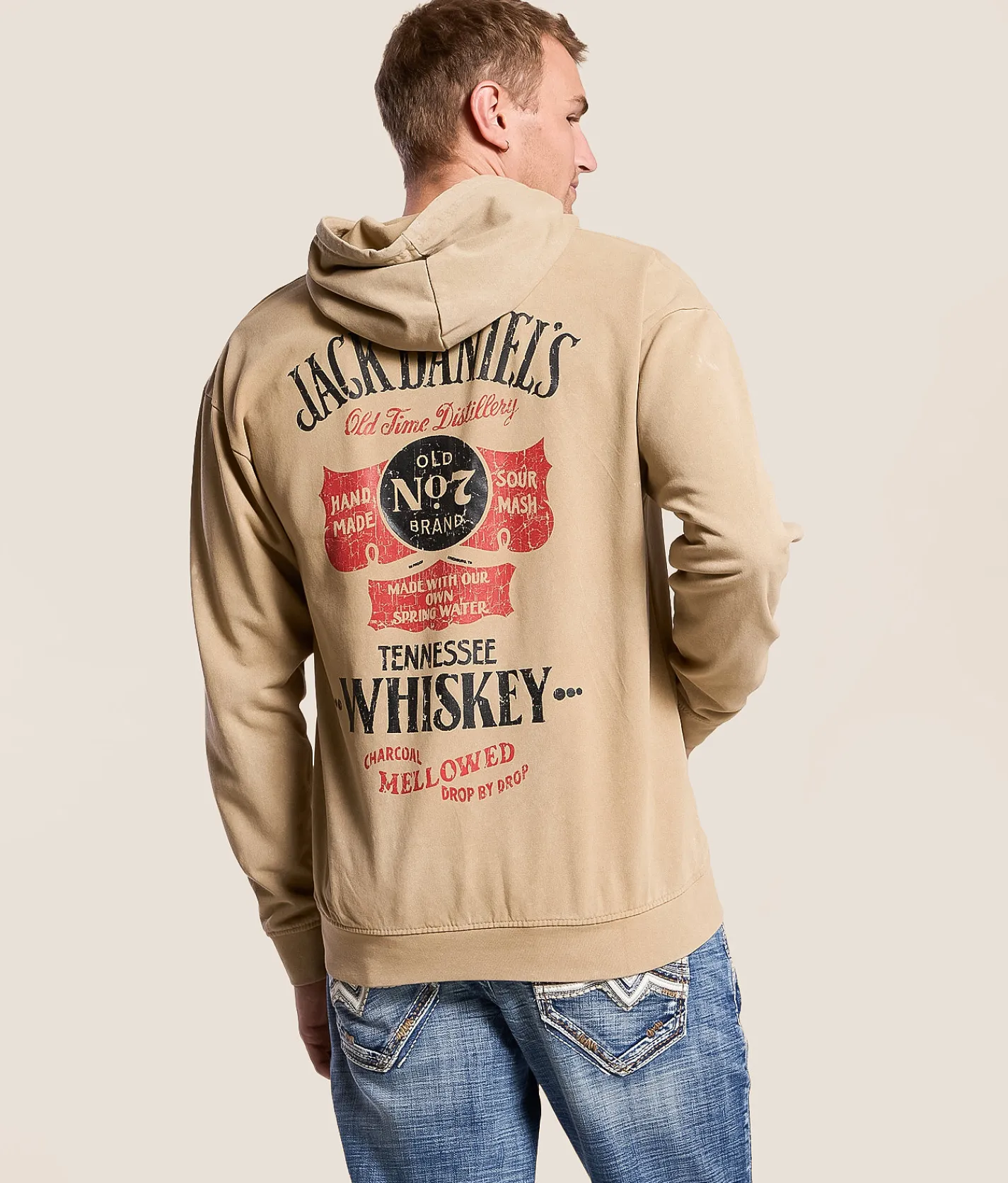 Changes Jack Daniel's Old No. 7 Hooded Sweatshirt Beige Mineral Wash Sale