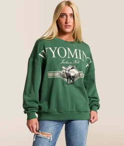 Modish Rebel Jackson Hole Wyoming Oversized Pullover Trekking Green Best