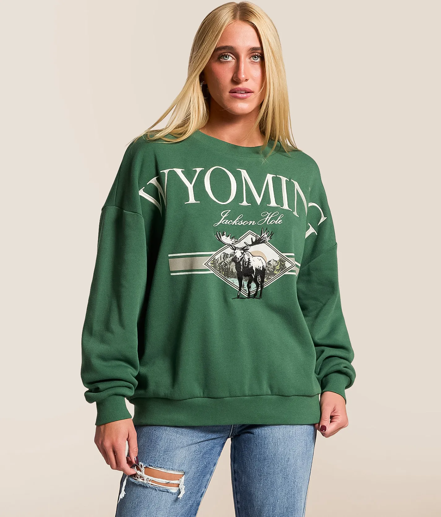 Modish Rebel Jackson Hole Wyoming Oversized Pullover Trekking Green Best
