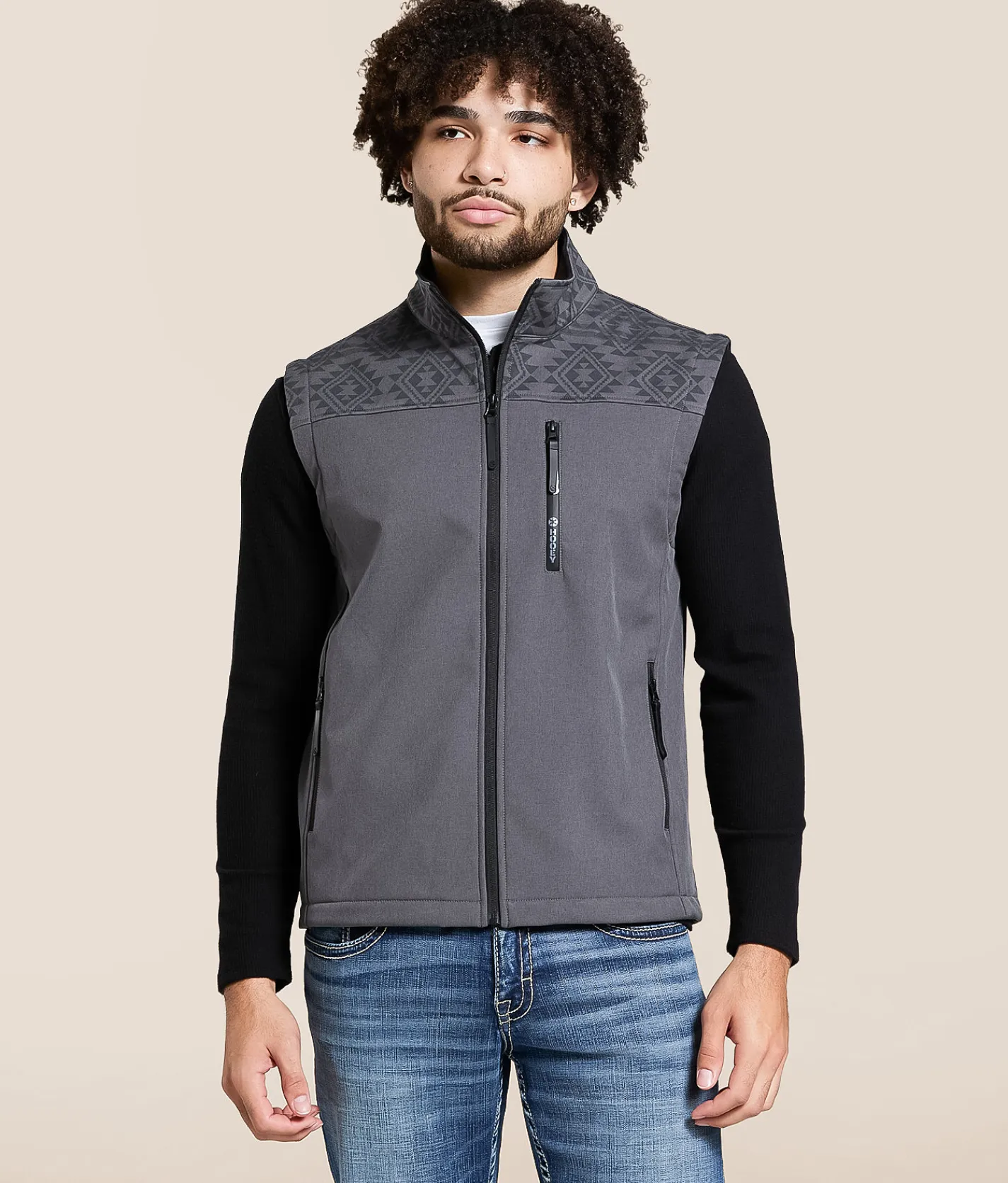 Hooey Jackson Softshell Aztec Vest Black Grey Online