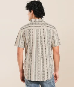 Nova Industries Jacquard Knit Shirt Tan Black Clearance