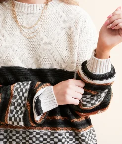 Tops | Gilded Intent Jacquard Oversized Sweater Multi