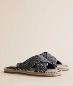 Mia Jakylynn Raffia Sandal Navy Clearance