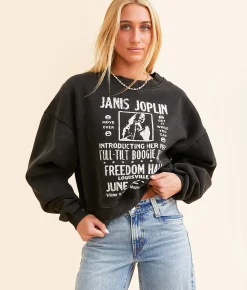 Tops | Life Clothing Janis Joplin Washed Band Pullover Charcoal