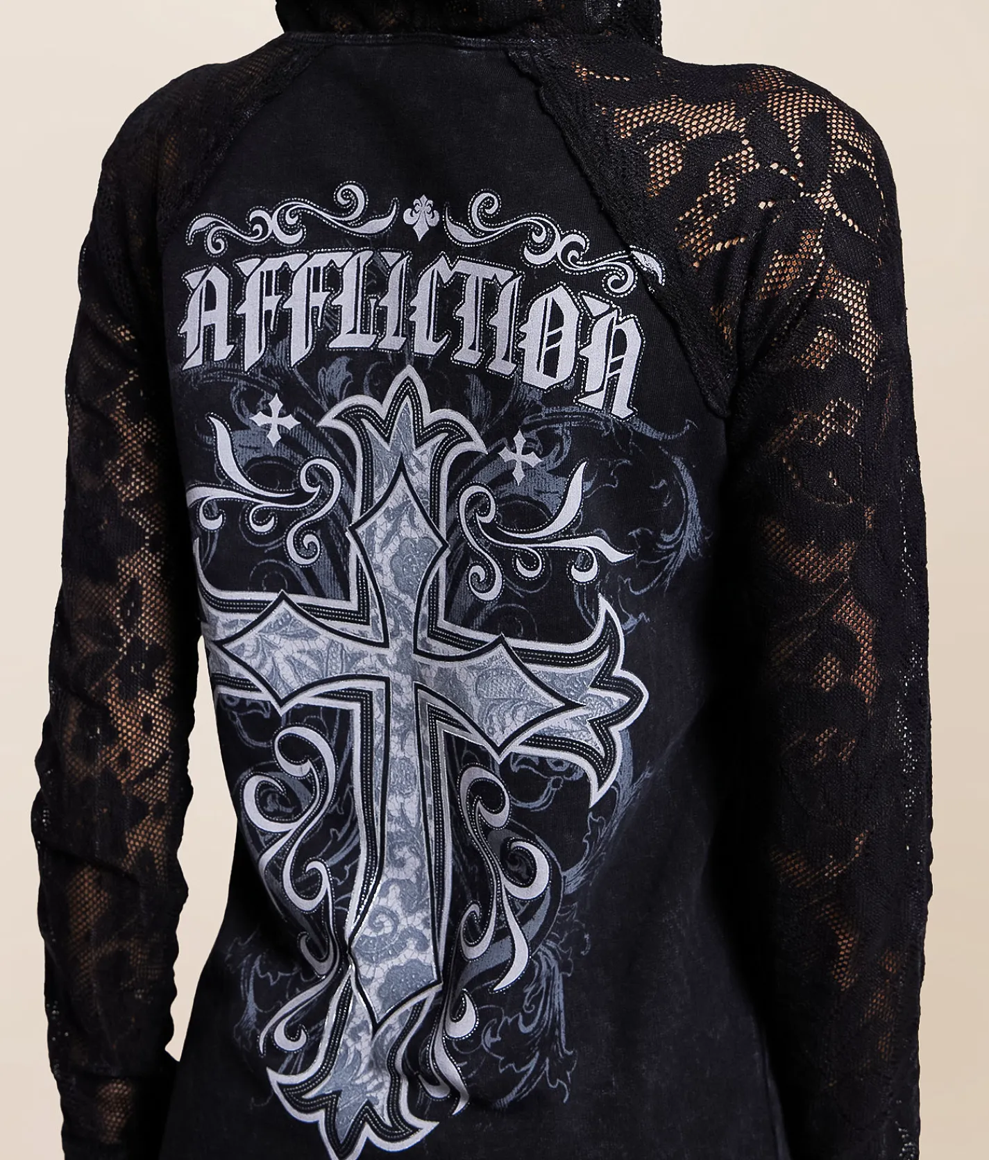 Tops | Affliction Jasmine Lace-Up Hoodie Black Reactive