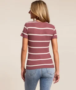 White Crow Jasmine Striped Henley Mulberry Online