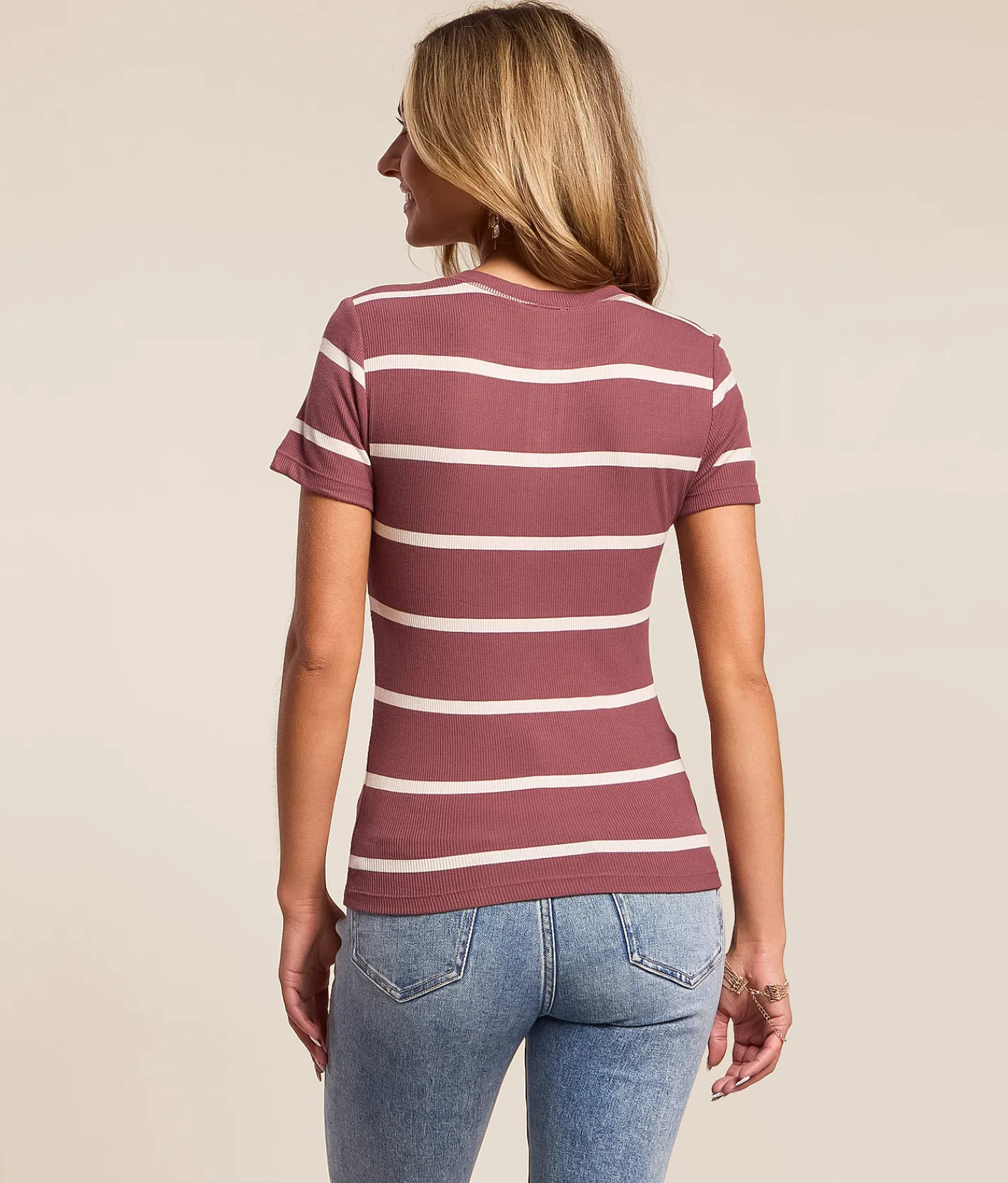 White Crow Jasmine Striped Henley Mulberry Online