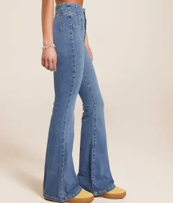 Free People Jayde Flare Stretch Jean Sunburst Blue Outlet