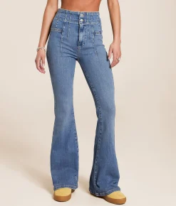 Free People Jayde Flare Stretch Jean Sunburst Blue Outlet
