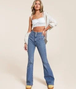 Jeans | Free People Jayde Flare Stretch Jean Sunburst Blue