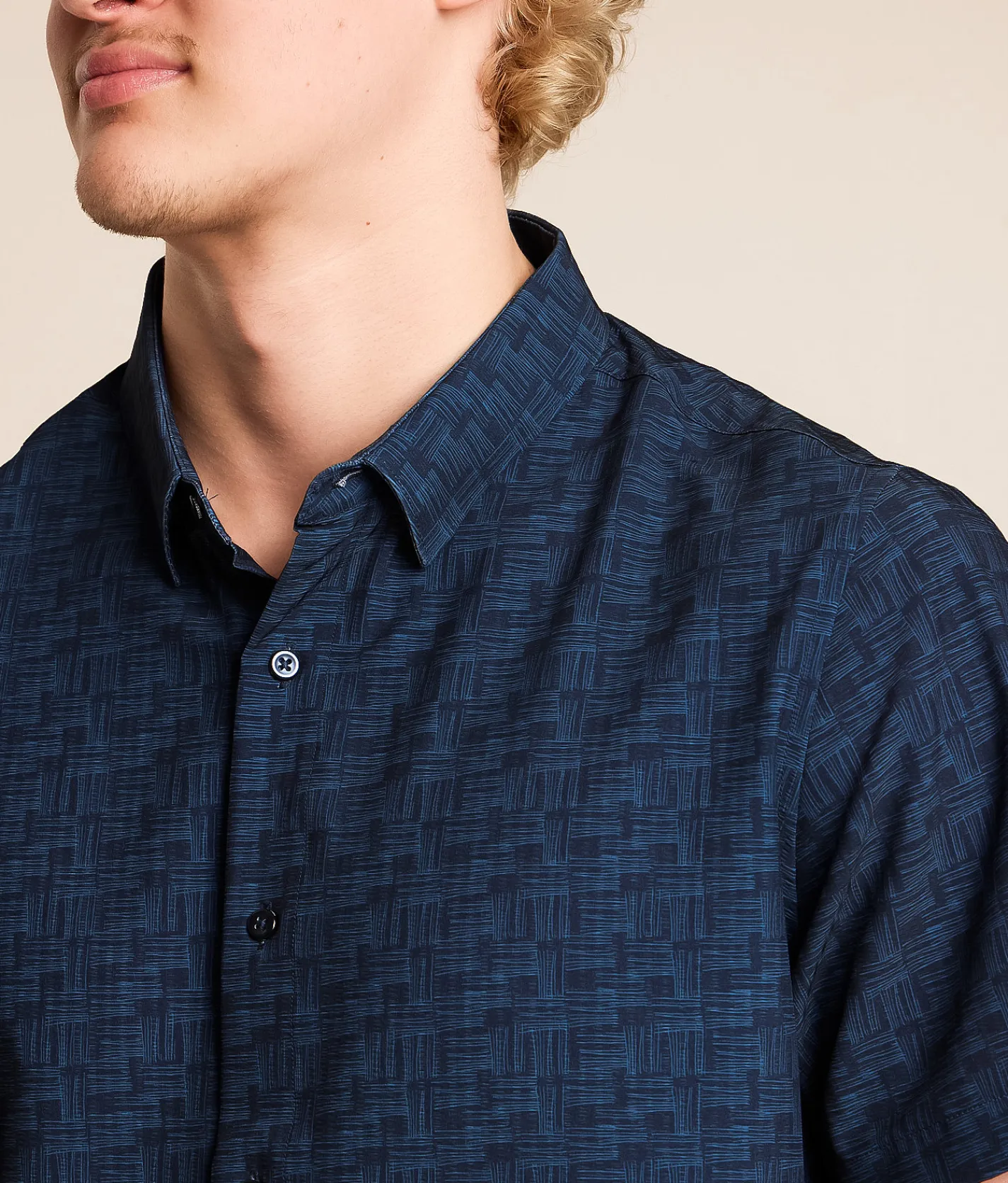 7Diamonds Jayden Seersucker Stretch Shirt Navy Discount