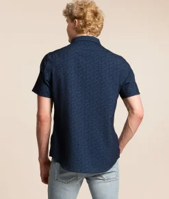 7Diamonds Jayden Seersucker Stretch Shirt Navy Discount