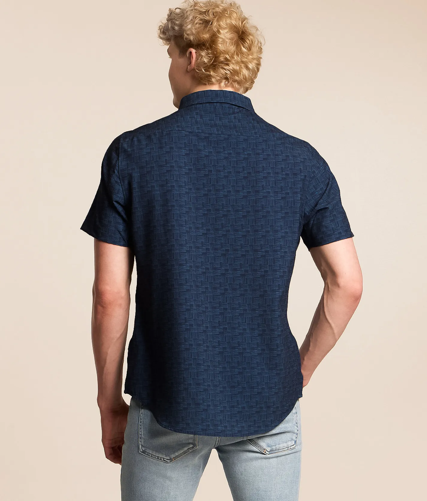 7Diamonds Jayden Seersucker Stretch Shirt Navy Discount