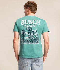 Tops|Graphic T-Shirts | Fieldstone JEDCo Busch Light Field Dog T-Shirt Seafoam