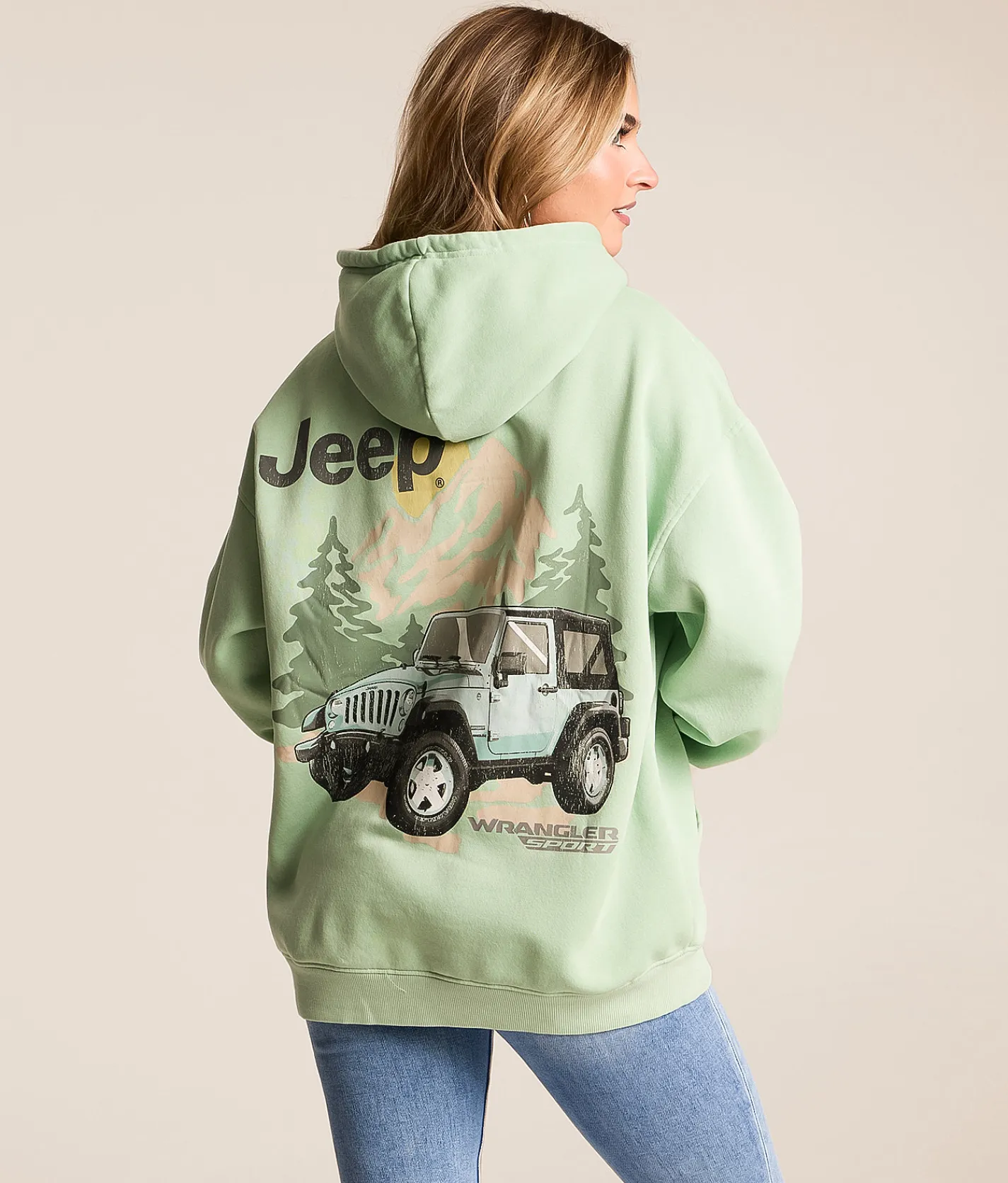 Tops | Goodie Two Sleeves JEEP Wrangler Hooded Sweatshirt Sage Green