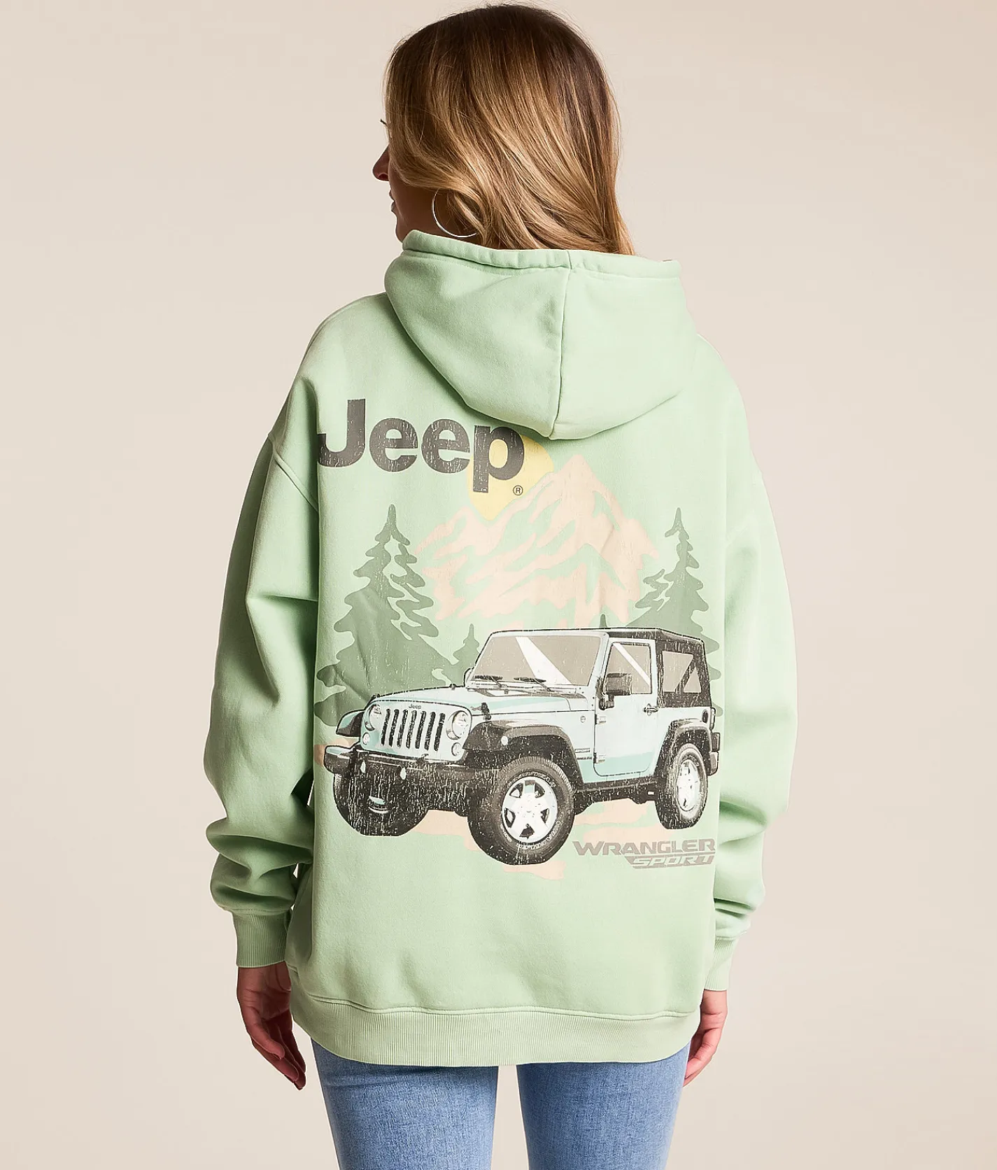Tops | Goodie Two Sleeves JEEP Wrangler Hooded Sweatshirt Sage Green