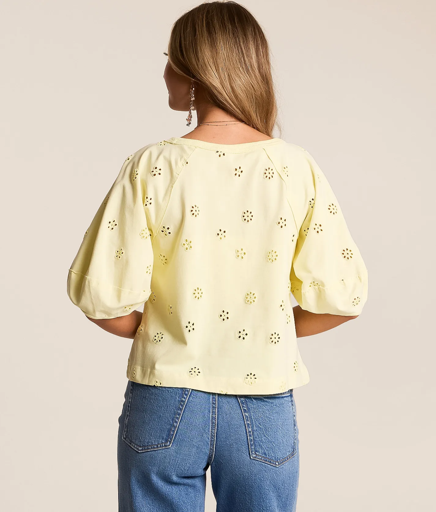 Free People Jessie Eyelet Top Lemon Water Combo Discount