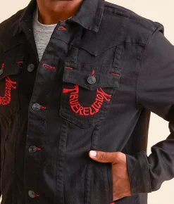 True Religion Jimmy Denim Stretch Jacket Black Rinse Discount