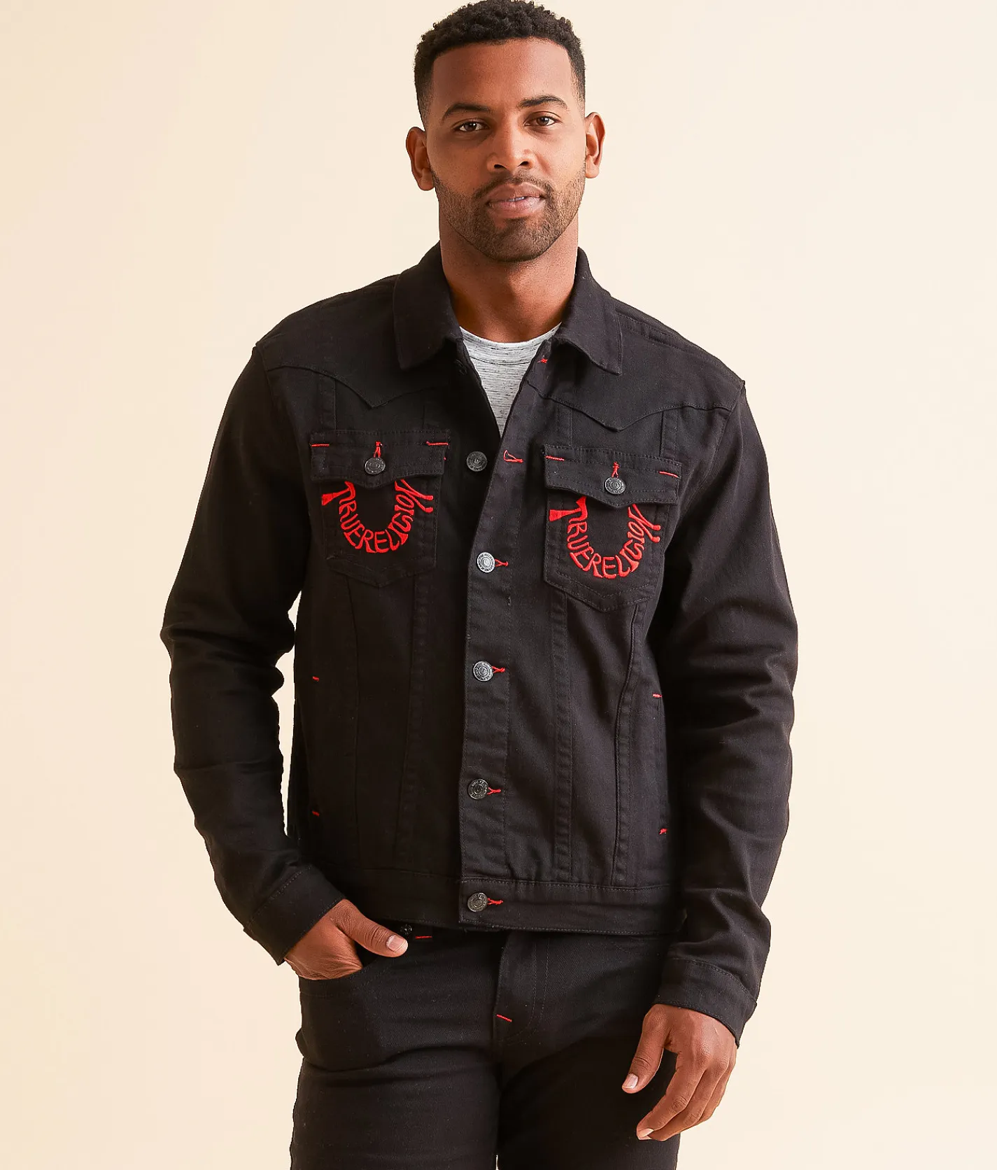 True Religion Jimmy Denim Stretch Jacket Black Rinse Discount