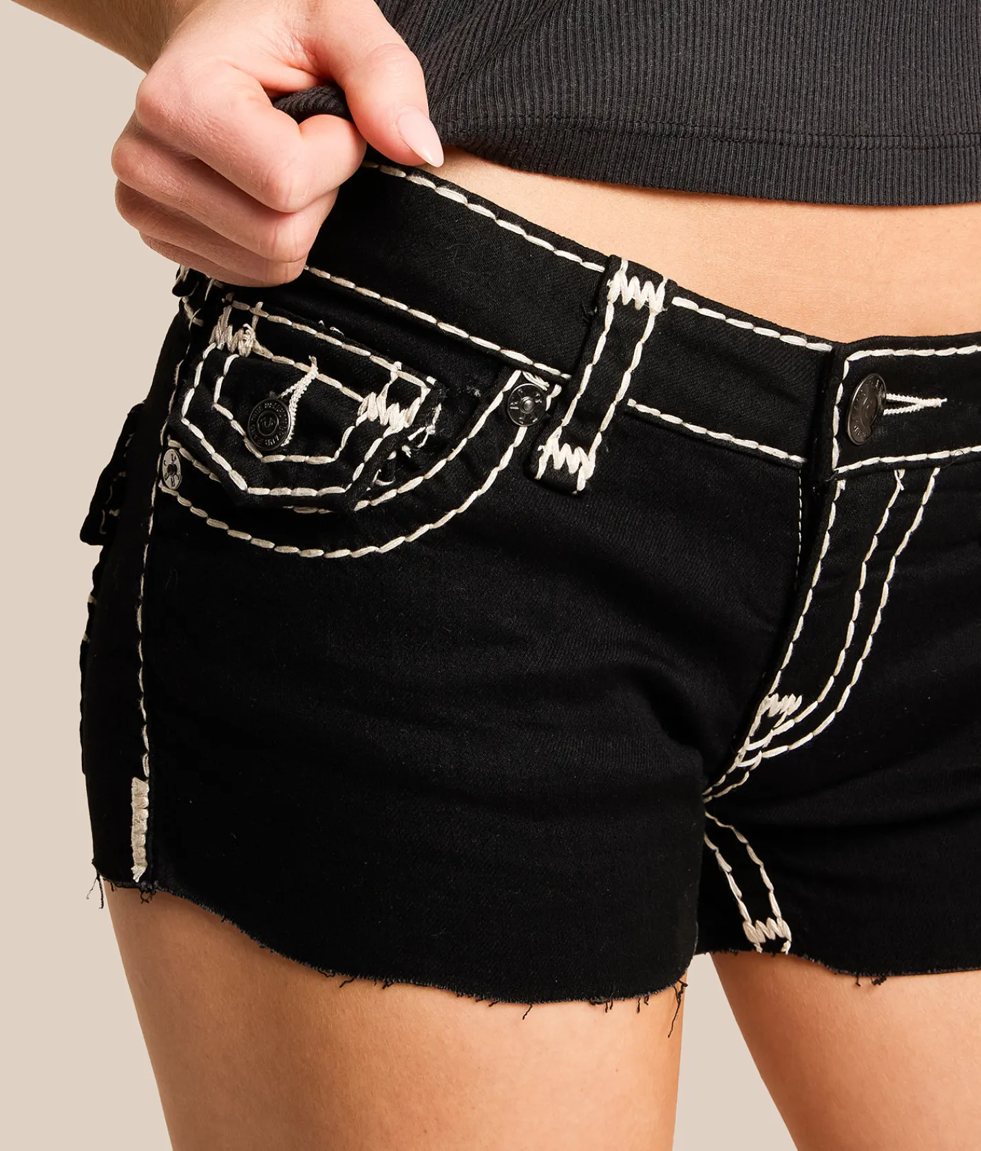 True Religion Joey Cut-Off Stretch Short Black Rinse Outlet