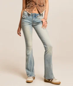 True Religion Joey Mid-Rise Flare Stretch Jean Chill Glow Sale