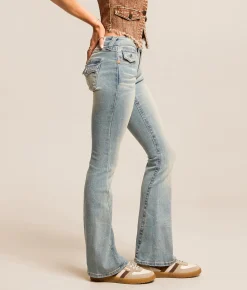 True Religion Joey Mid-Rise Flare Stretch Jean Chill Glow Sale