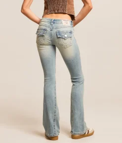 True Religion Joey Mid-Rise Flare Stretch Jean Chill Glow Sale