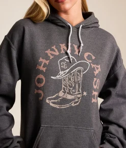 Merch Traffic Johnny Cash Band Hooded Sweatshirt Charcoal Grey Discount