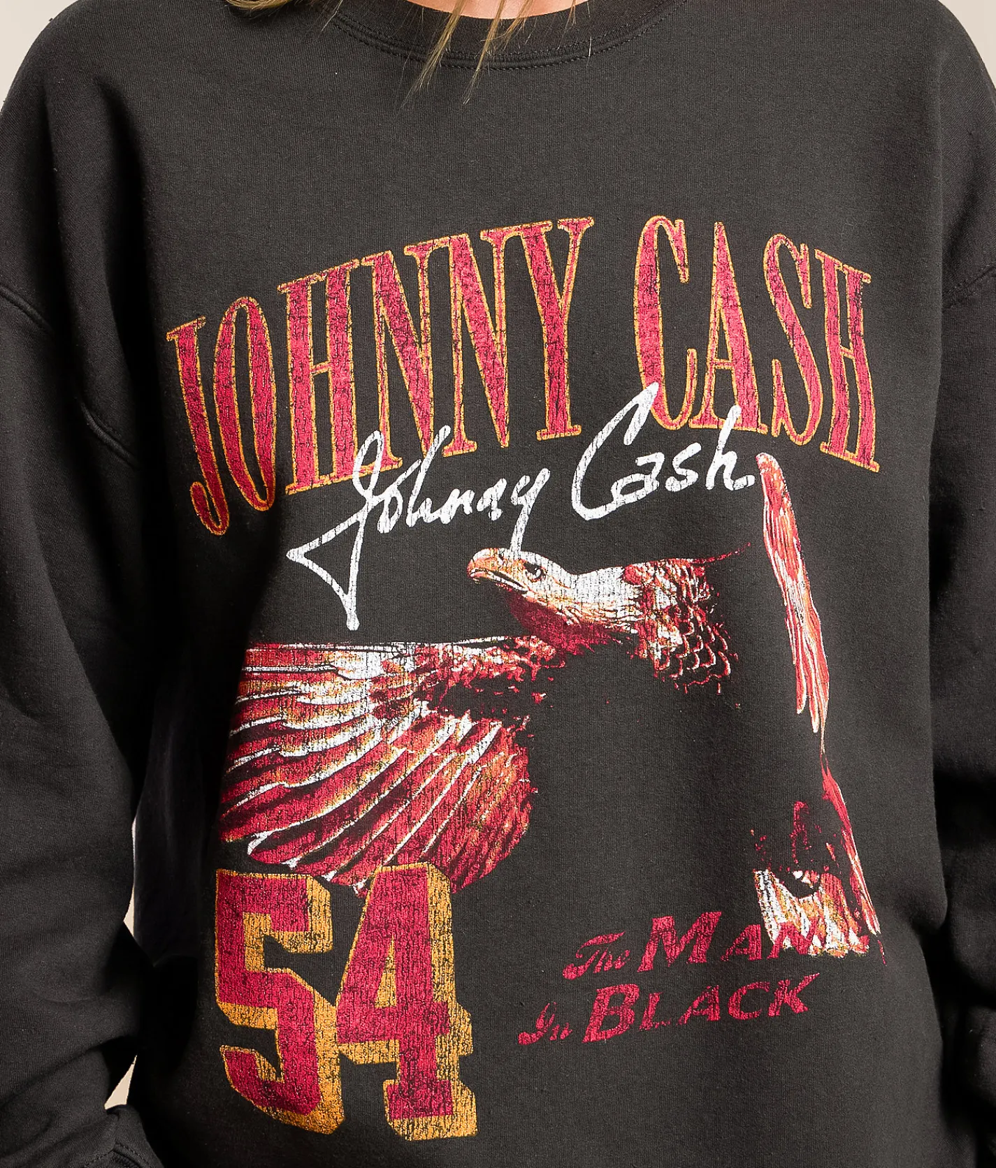 Tops | Merch Traffic Johnny Cash Band Oversized Pullover Washed Black