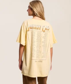 Merch Traffic Johnny Cash Cowboy Oversized Band T-Shirt Double Cream Online