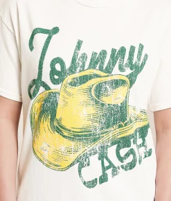 Merch Traffic Johnny Cash Oversized Band T-Shirt White Discount