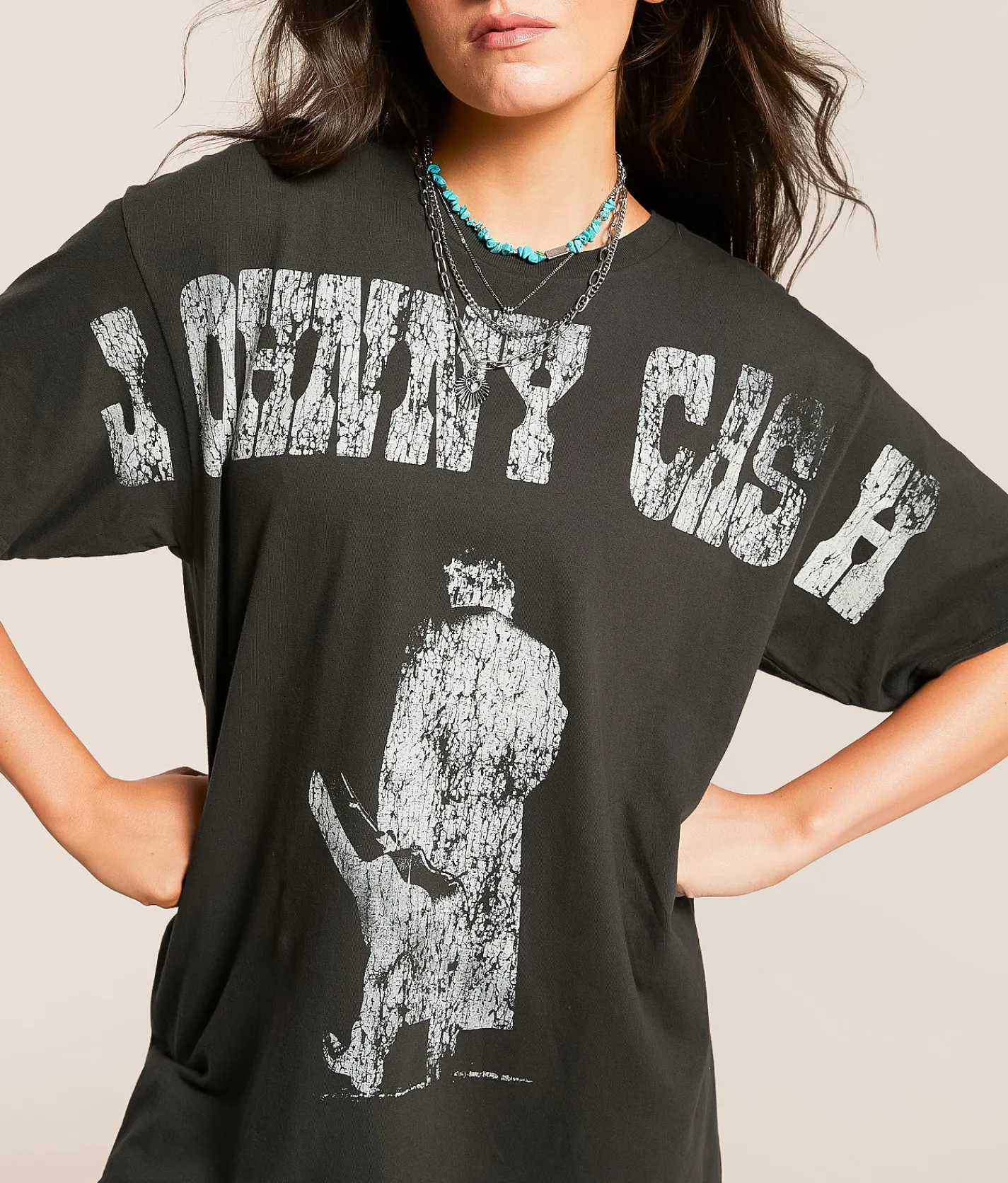 Tops | Merch Traffic Johnny Cash Oversized Band T-Shirt Black