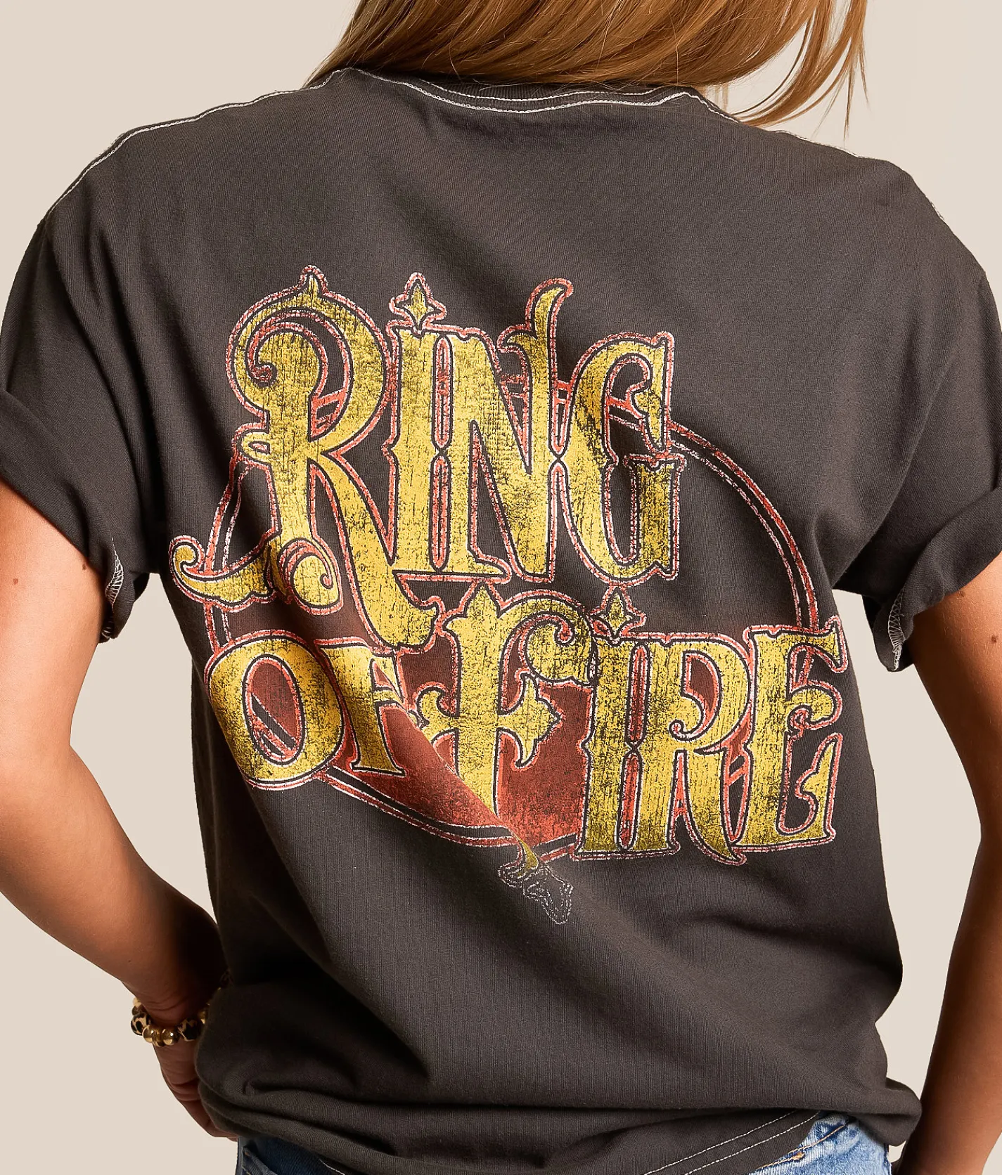 Tops | Merch Traffic Johnny Cash Oversized Band T-Shirt Washed Black
