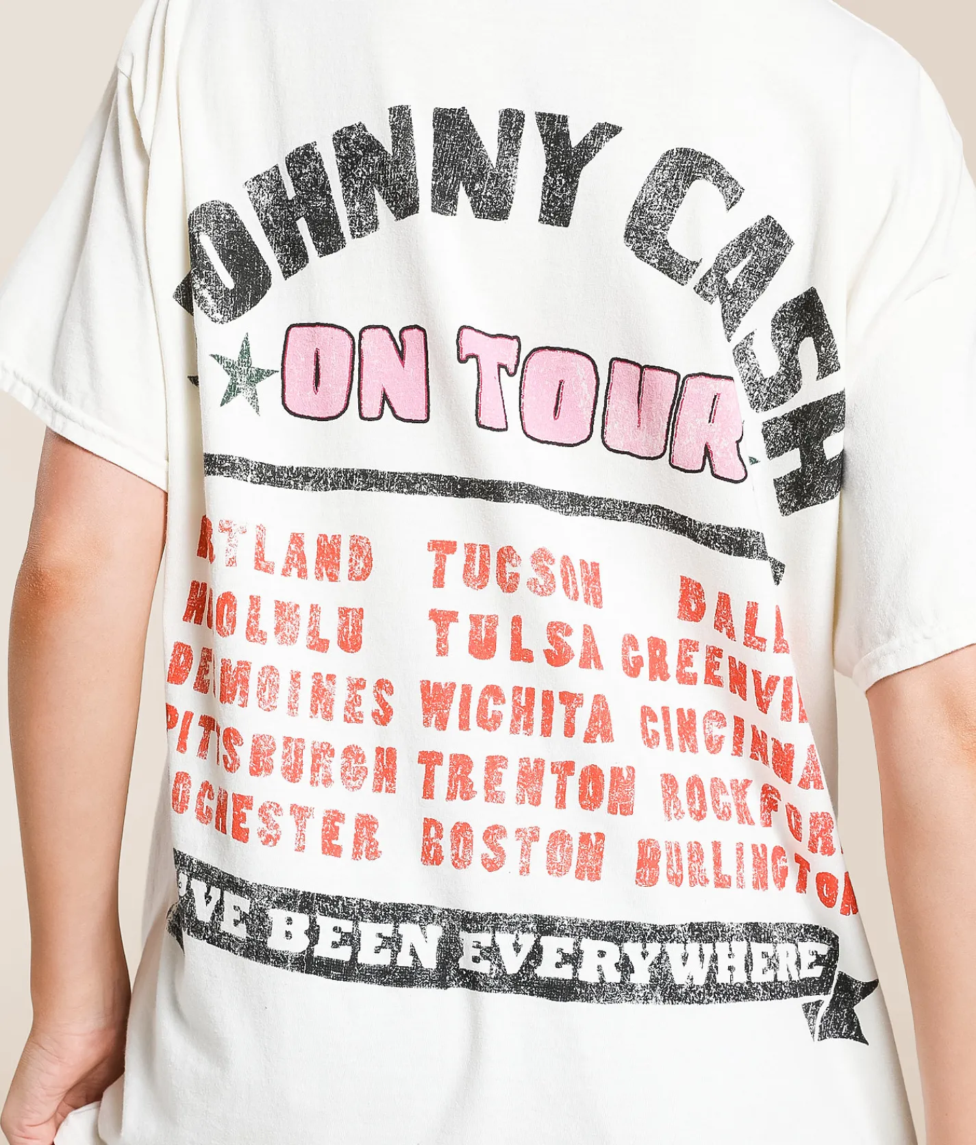 Tops | Merch Traffic Johnny Cash Oversized Band T-Shirt Cream