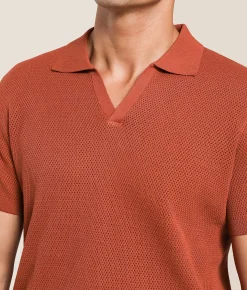 Tops | Method Johnny Collar Sweater Rust