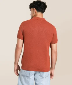 Tops | Method Johnny Collar Sweater Rust