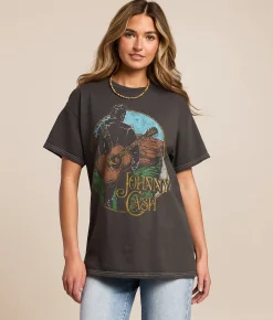 Merch Traffic Johny Cash Band T-Shirt Black Discount