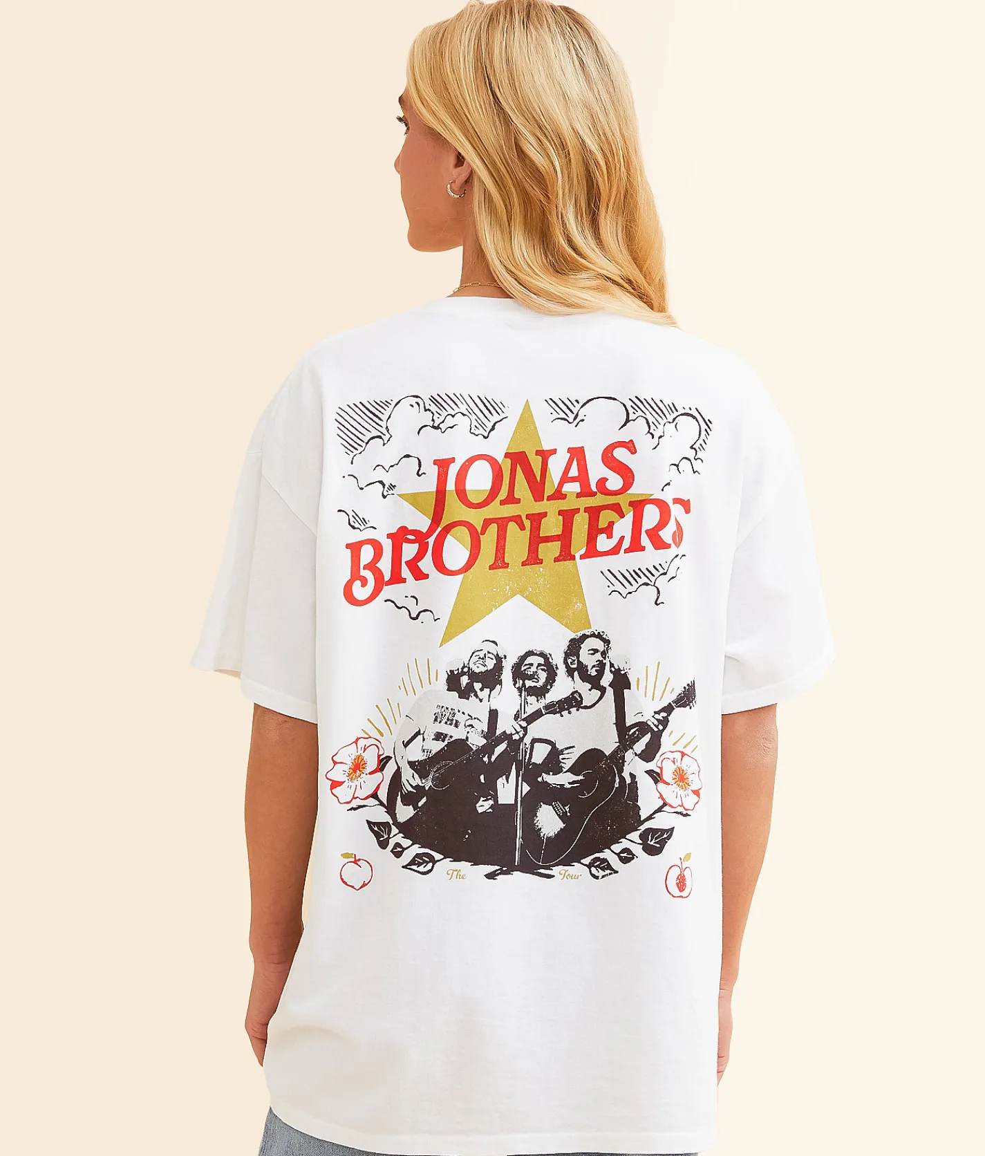 Merch Traffic Jonas Brothers Oversized Band T-Shirt White Discount
