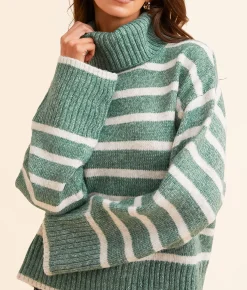 Z Supply Josephine Striped Sweater Palm Green Best