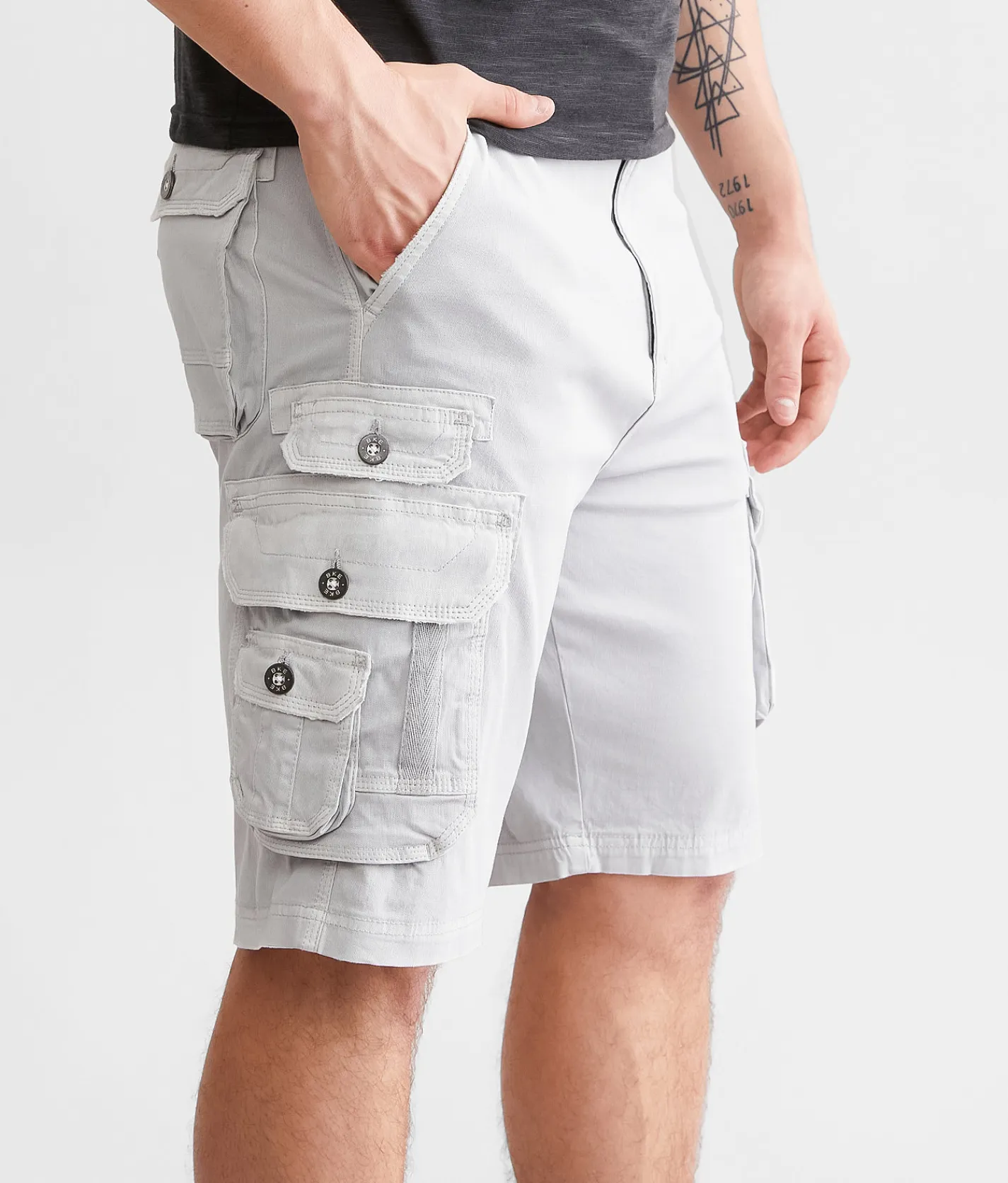 BKE Joshua Cargo Stretch Short Light Grey