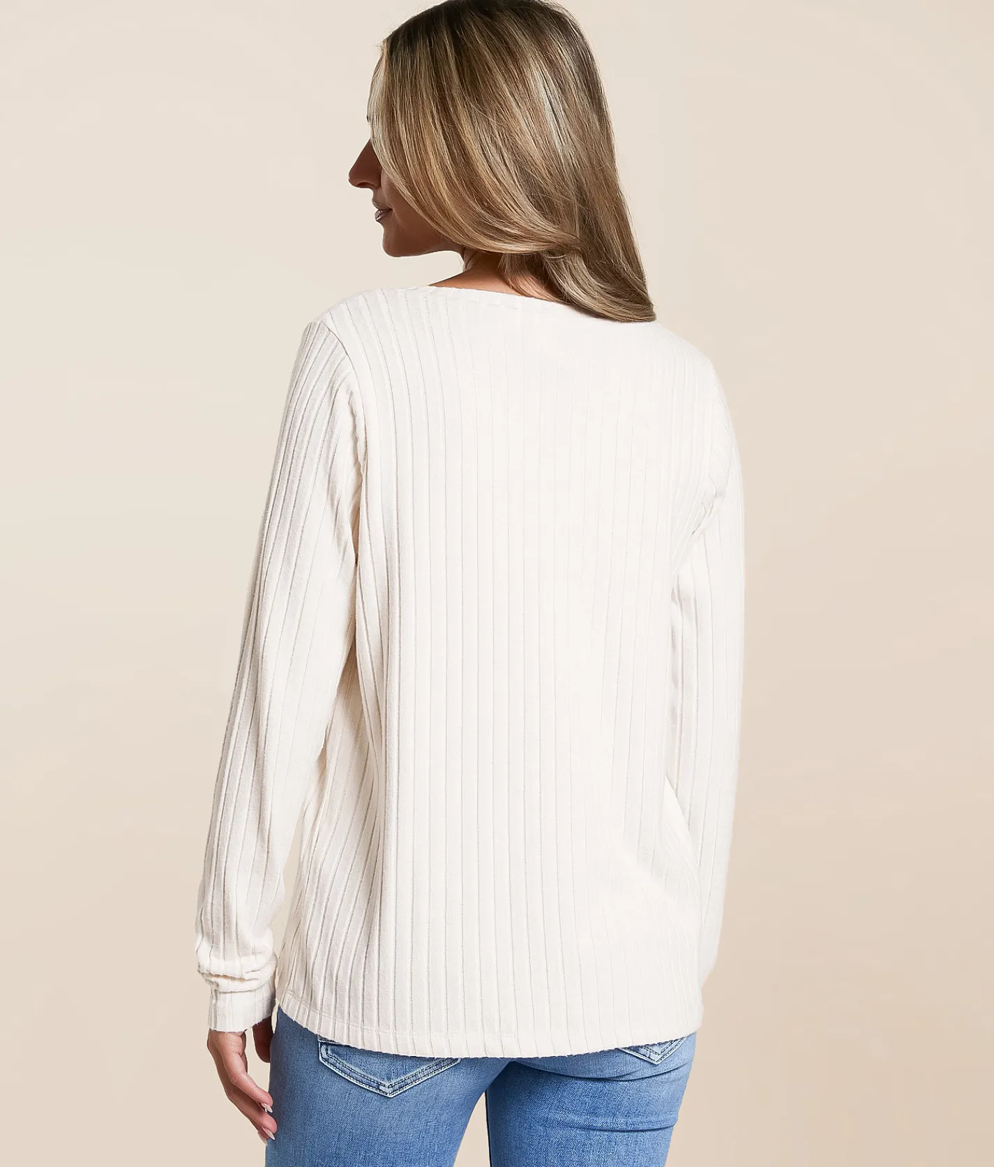 Tops | White Crow Josie Silky Ribbed Henley Light Oatmeal Heather