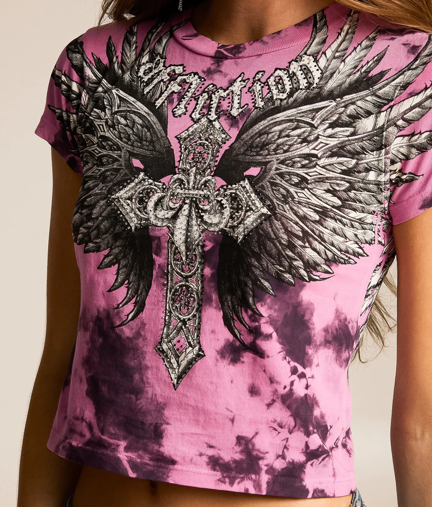 Affliction Jovial Baby T-Shirt Chateau Rose Raisin Cryst Best