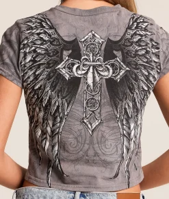 Tops | Affliction Jovial Cropped Baby T-Shirt Shark Reactive