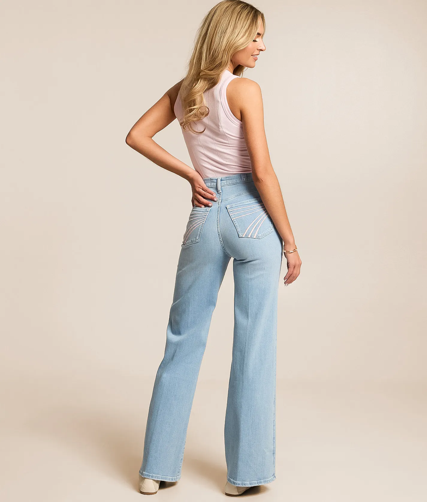 7 For All Mankind Jo Wide Leg Stretch Jean Indigo Bloom Outlet