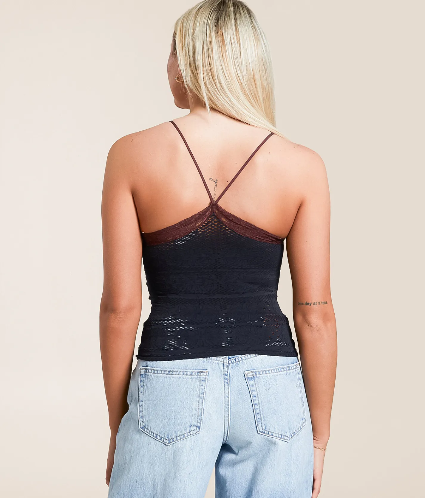 Free People Jules Seamless Cropped Cami Tank Top Black Combo Sale