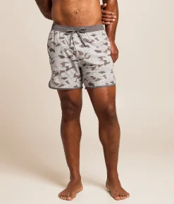 Bottoms|Swimwear | BURLEBO Jumbo Swim Trunks Topo Desert Camo