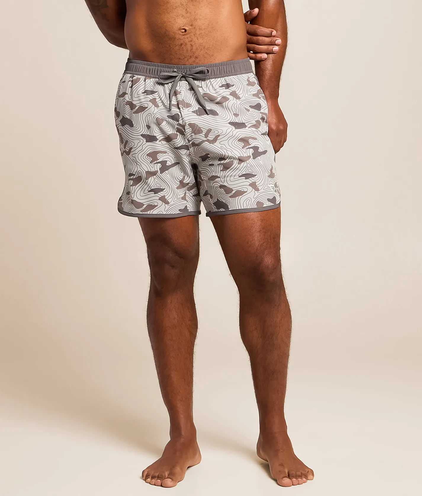 Bottoms|Swimwear | BURLEBO Jumbo Swim Trunks Topo Desert Camo